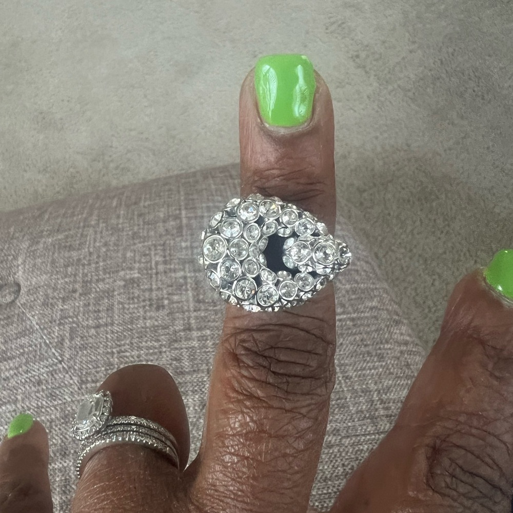 Swarovski Silver Crystal Statement Ring Size 8 - image 1